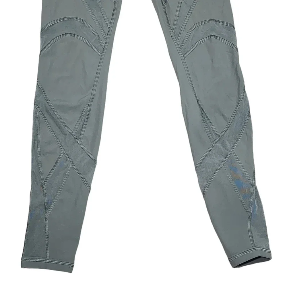 Lululemon Wunder Under High Rise Sage Green Mesh Leggings Size 4
